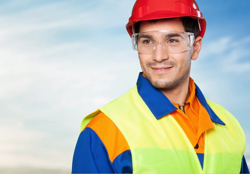 Worker in protective gear